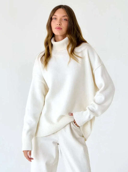 Women's Turtleneck Sweater High Collar Cuffs - 
Fashinoza