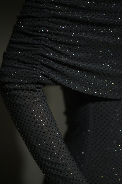 Women's Long Sleeve Maxi Dress Glitter Wrap