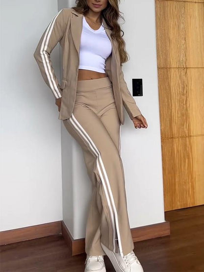 Women's Stripe Blazer Pants Suit