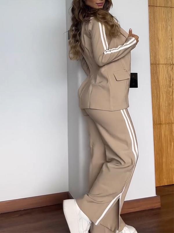 Women's Stripe Blazer Pants Suit