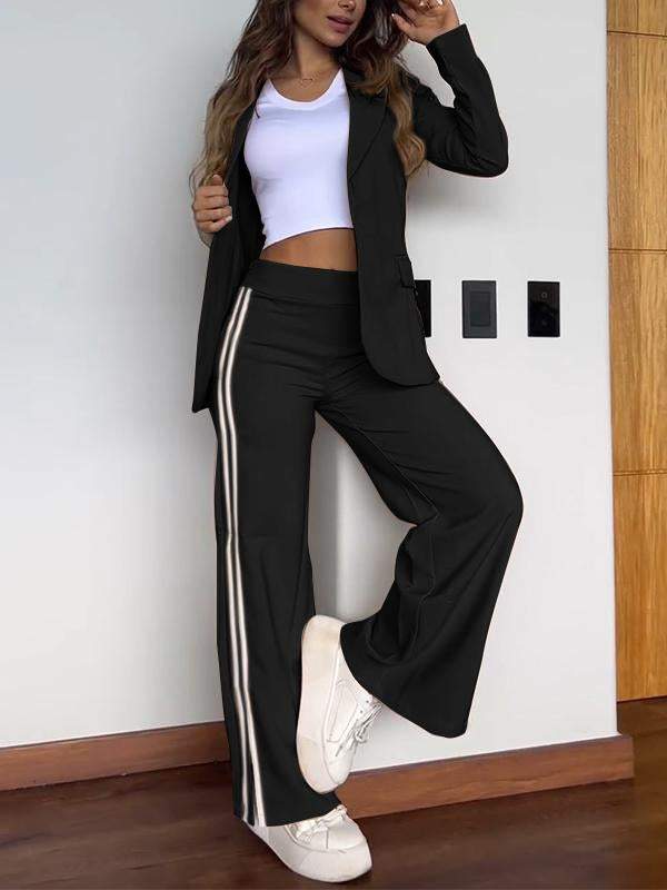 Women's Stripe Blazer Pants Suit
