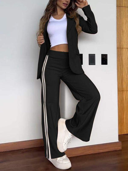 Women's Stripe Blazer Pants Suit