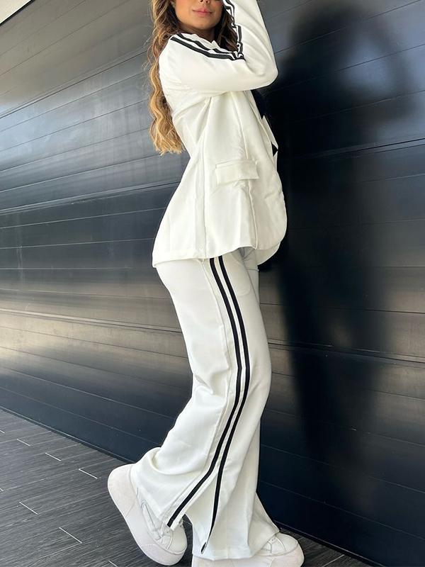 Women's Stripe Blazer Pants Suit