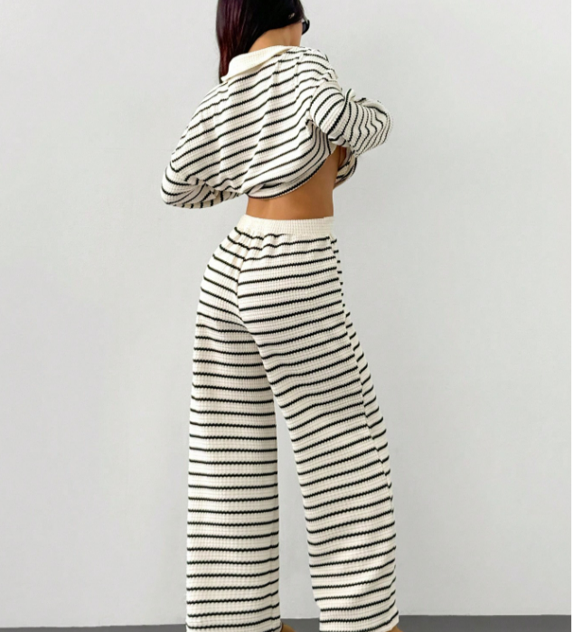 Women's Striped And Pants Set