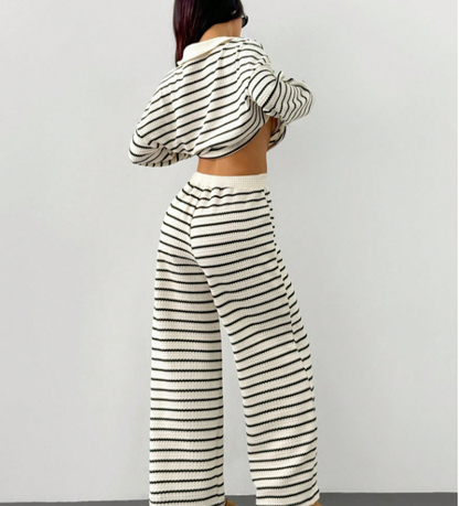 Women's Striped And Pants Set