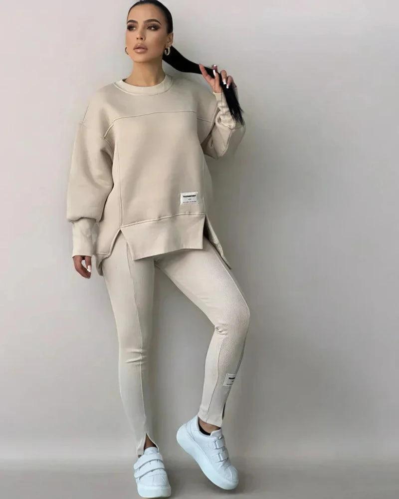 Women's Crew Neck Sweater Leggings Set