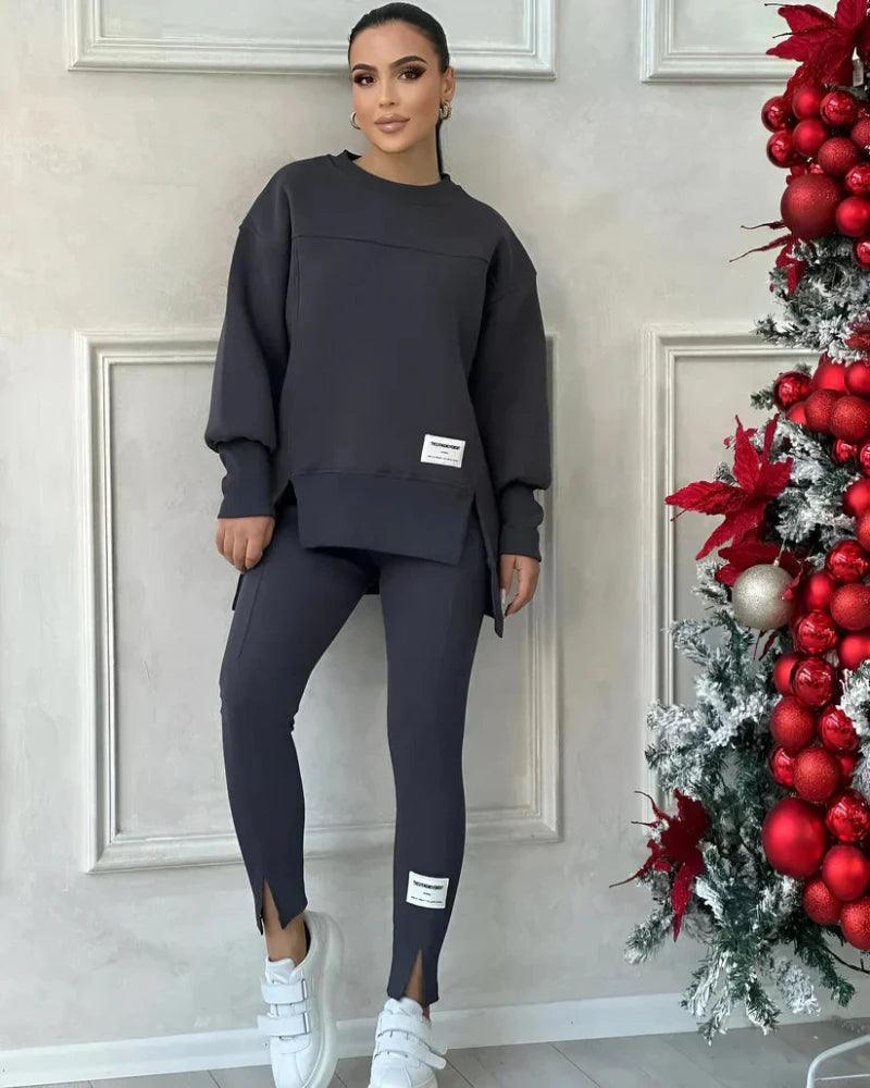 Women's Crew Neck Sweater Leggings Set