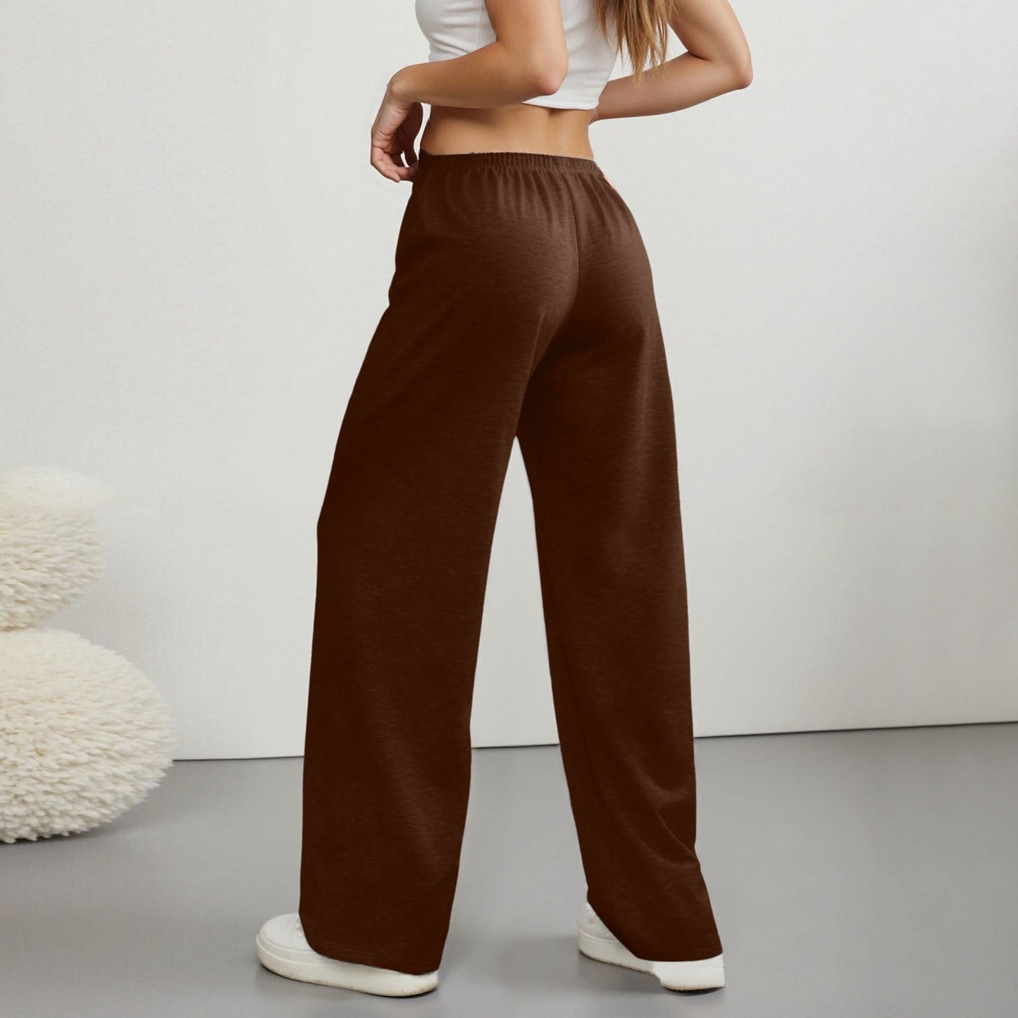 Women's Wide Leg Pants Elastic Waist Drawstring