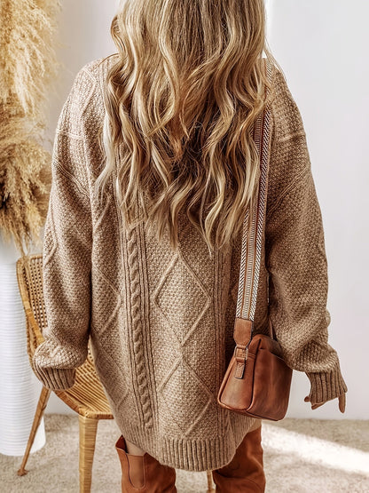 Women's V-Neck Cable Knit Dress