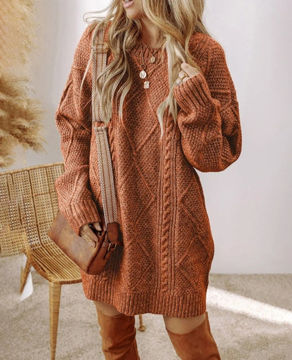 Women's V-Neck Cable Knit Dress