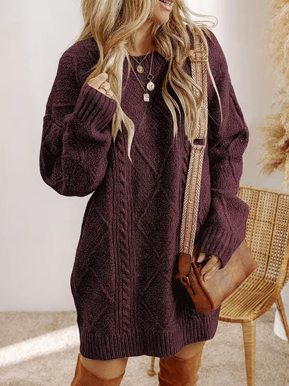 Women's V-Neck Cable Knit Dress