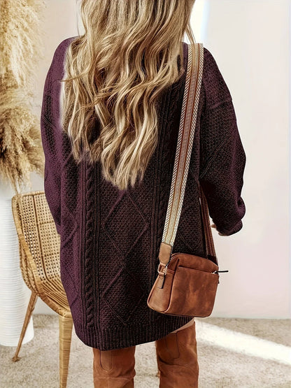 Women's V-Neck Cable Knit Dress