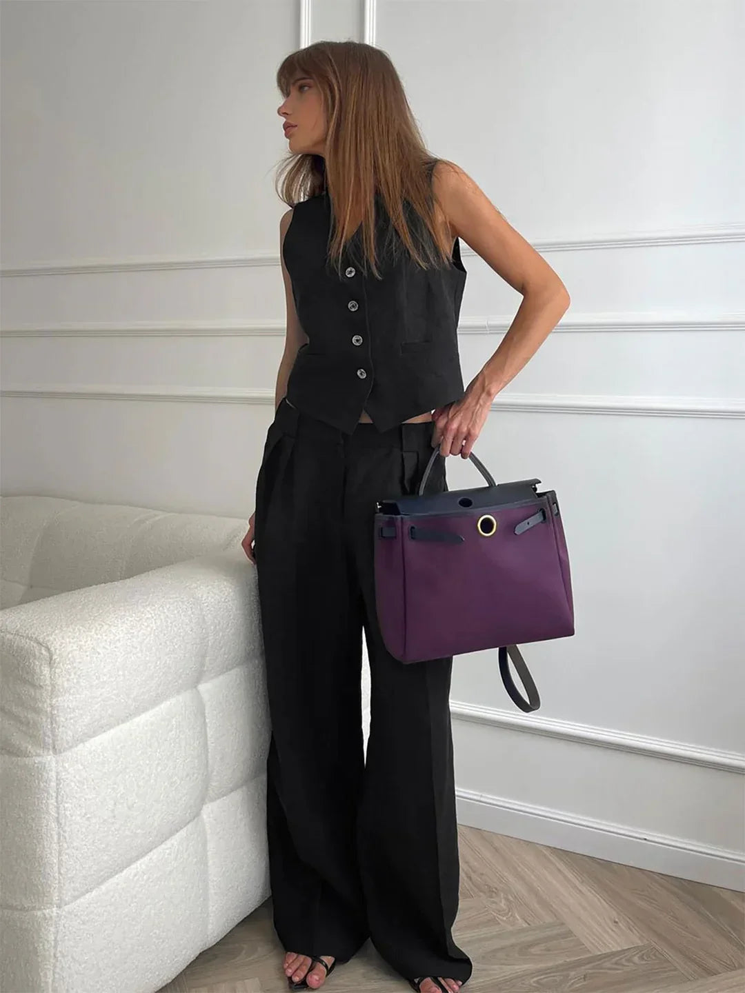 Women's Sleeveless Two Piece Set Wide Leg Pants