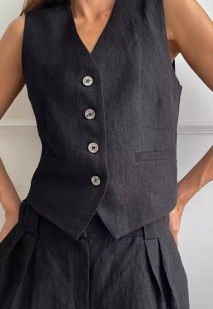 Women's Sleeveless Two Piece Set Wide Leg Pants
