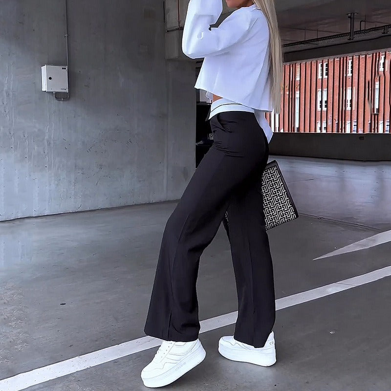 Women's Crop High-Waisted Pants Set