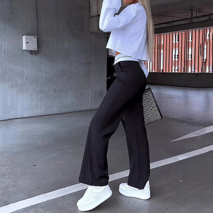 Women's Crop High-Waisted Pants Set