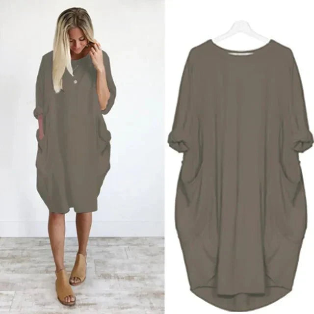 Women's Loose Fit Dress With Oversized Pockets