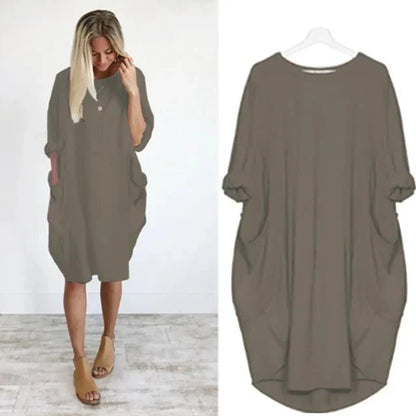 Women's Loose Fit Dress With Oversized Pockets