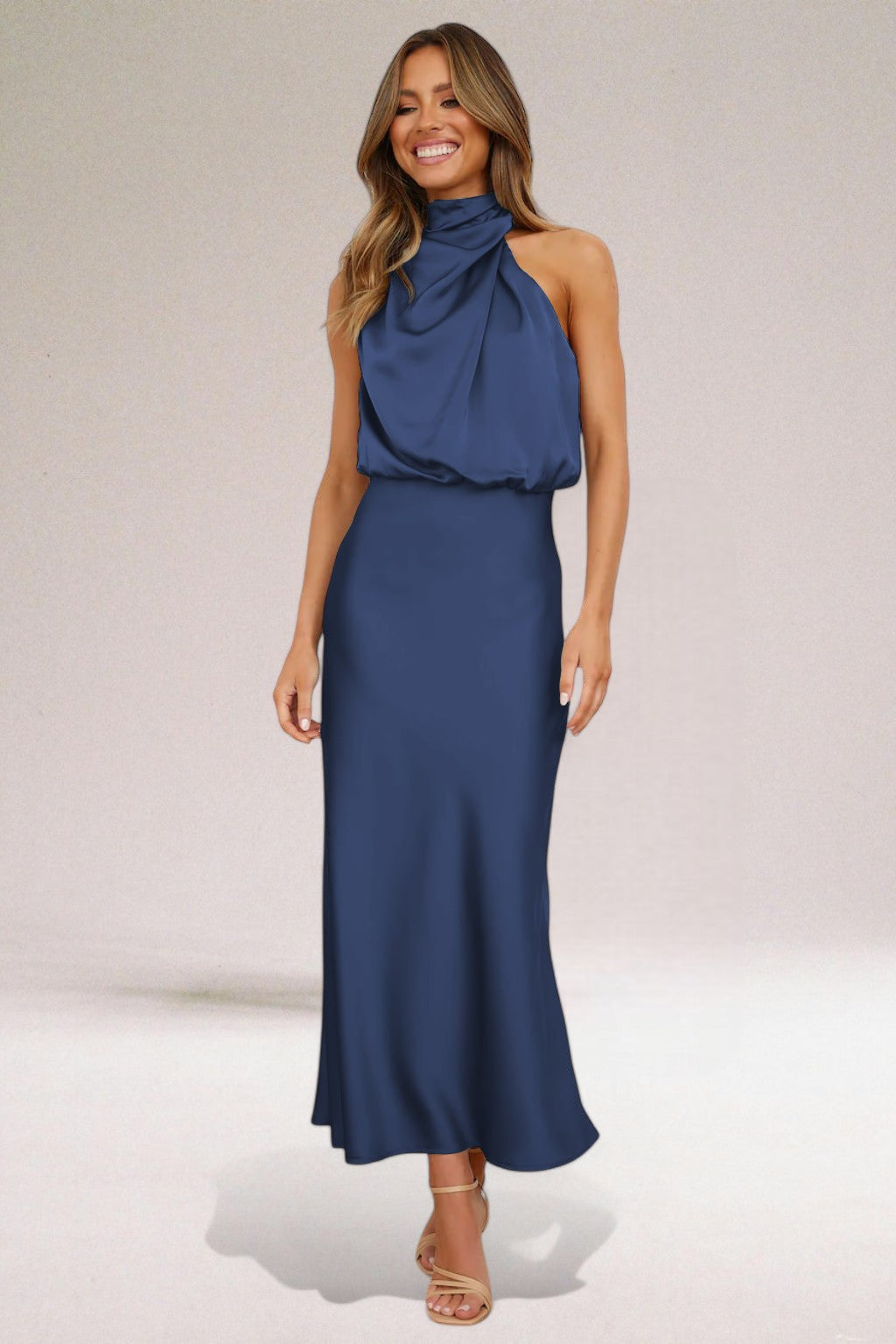 Image of Danielle | Women's Sleeveless Halter Midi Dress