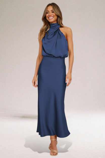 Image of Danielle | Women's Sleeveless Halter Midi Dress
