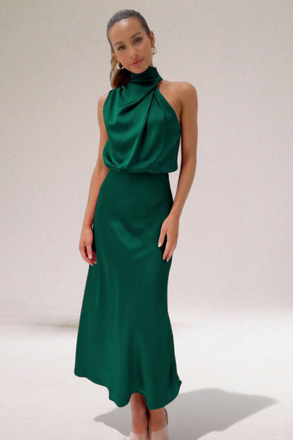 Image of Danielle | Women's Sleeveless Halter Midi Dress
