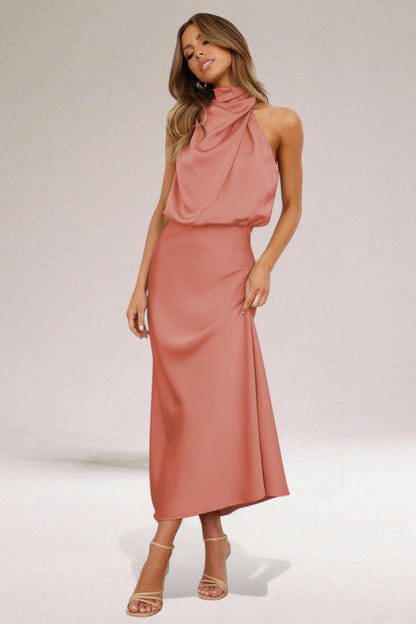 Image of Danielle | Women's Sleeveless Halter Midi Dress