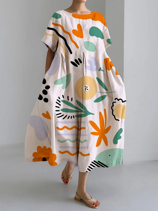 Milena Women's Lightweight Summer Dress Colorful Print - Fashinoza