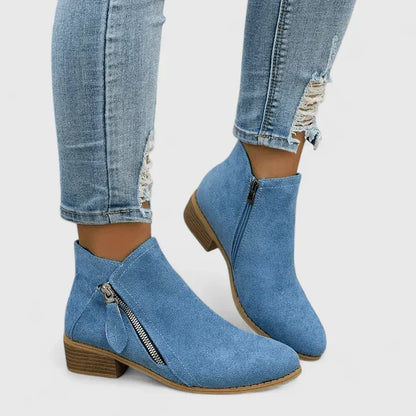 Women's Ankle Boots Side Zipper Heel - Fashinoza
