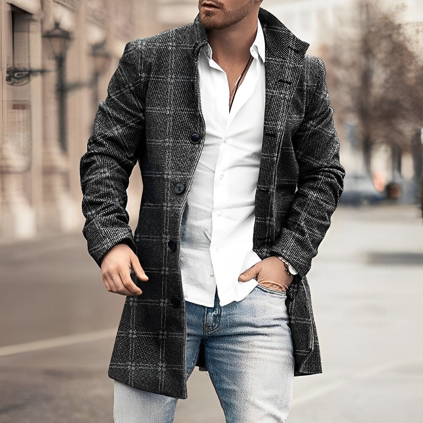 Gavin | Stylish Long Button Up Coat for Men