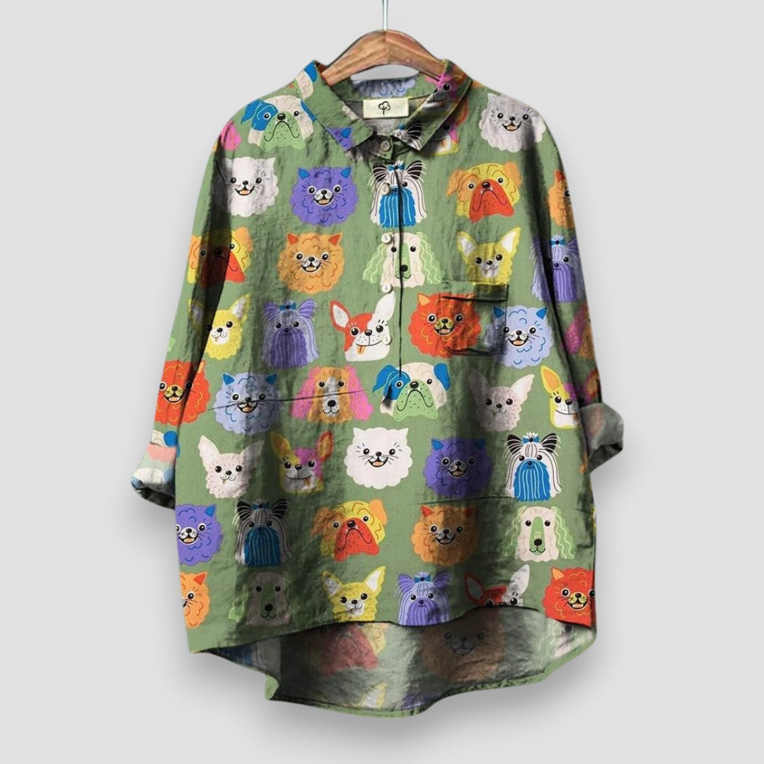 Women's Dog Print Shirt