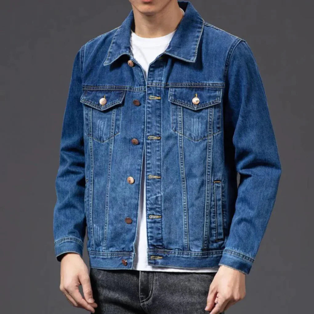 Men's Denim Jacket Classic Blue - Fashinoza