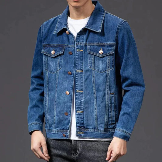 Men's Denim Jacket Classic Blue - Fashinoza
