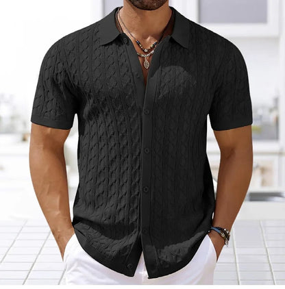 Men's Retro Polo Shirt Jacquard Knit