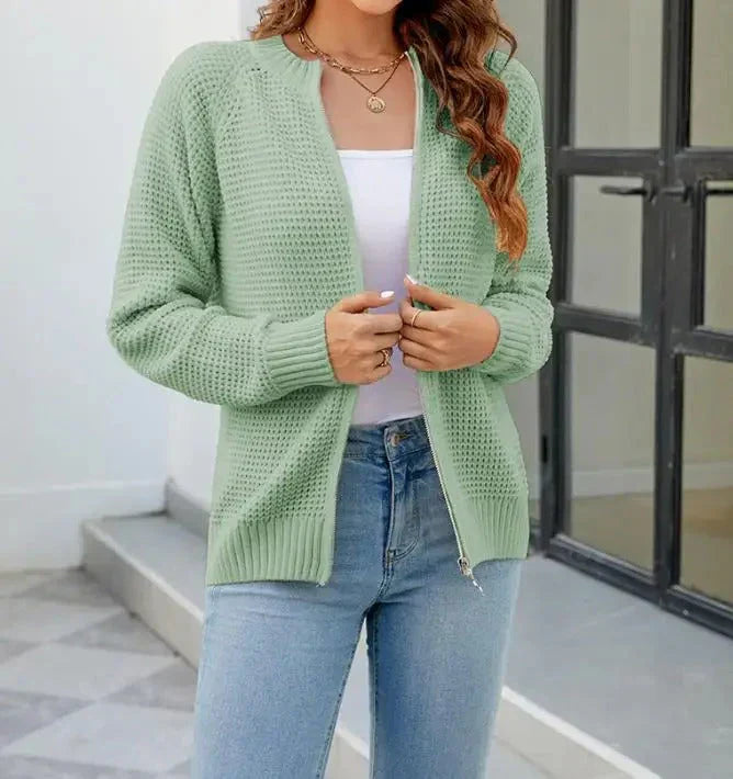Women's Casual Zip-Up Cardigan Sweater