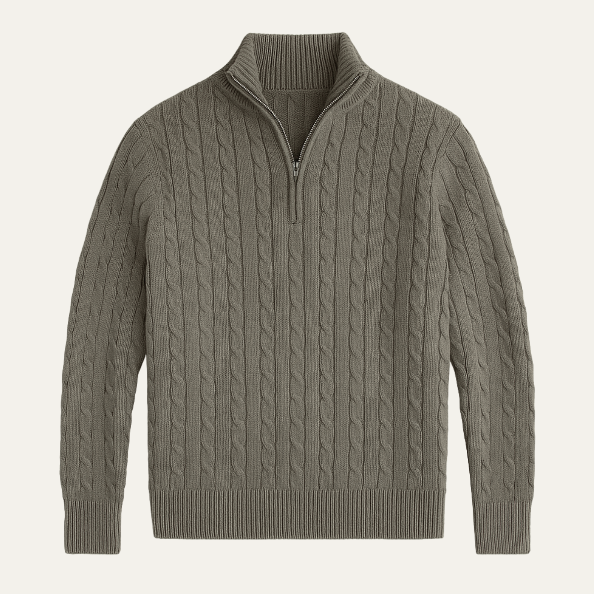 Men's Classic Cable Knit Sweater Textured Half Zip - Fashinoza