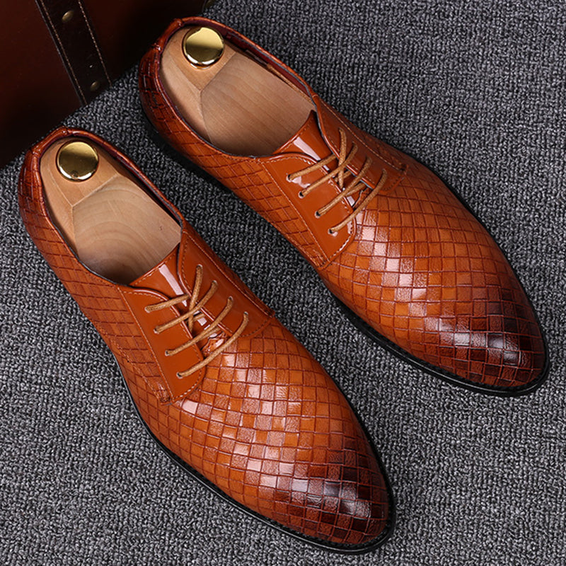 Men Leather Lace-Up Shoes - Fashinoza