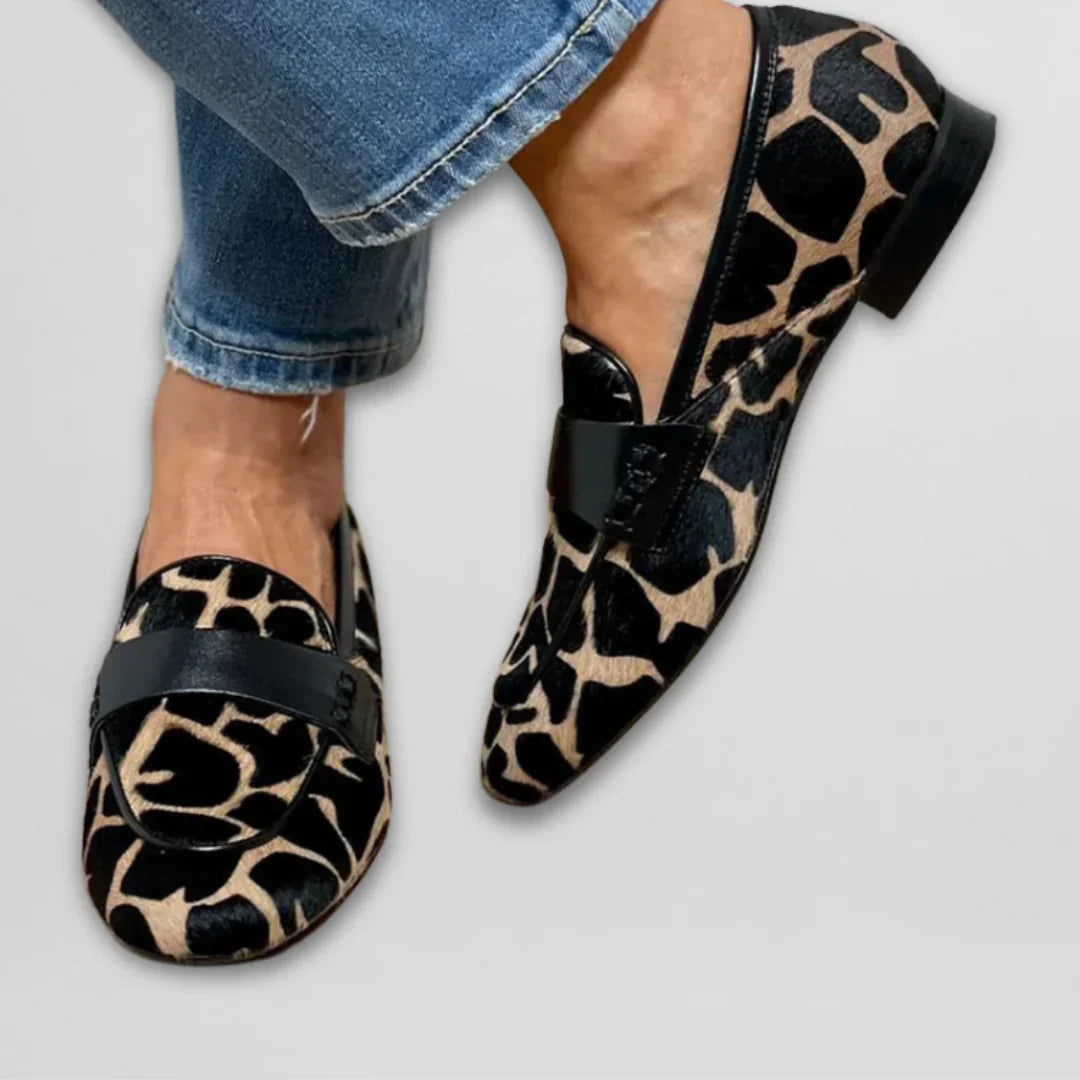 Women's Cow Print Loafers Comfortable Slip On Shoes