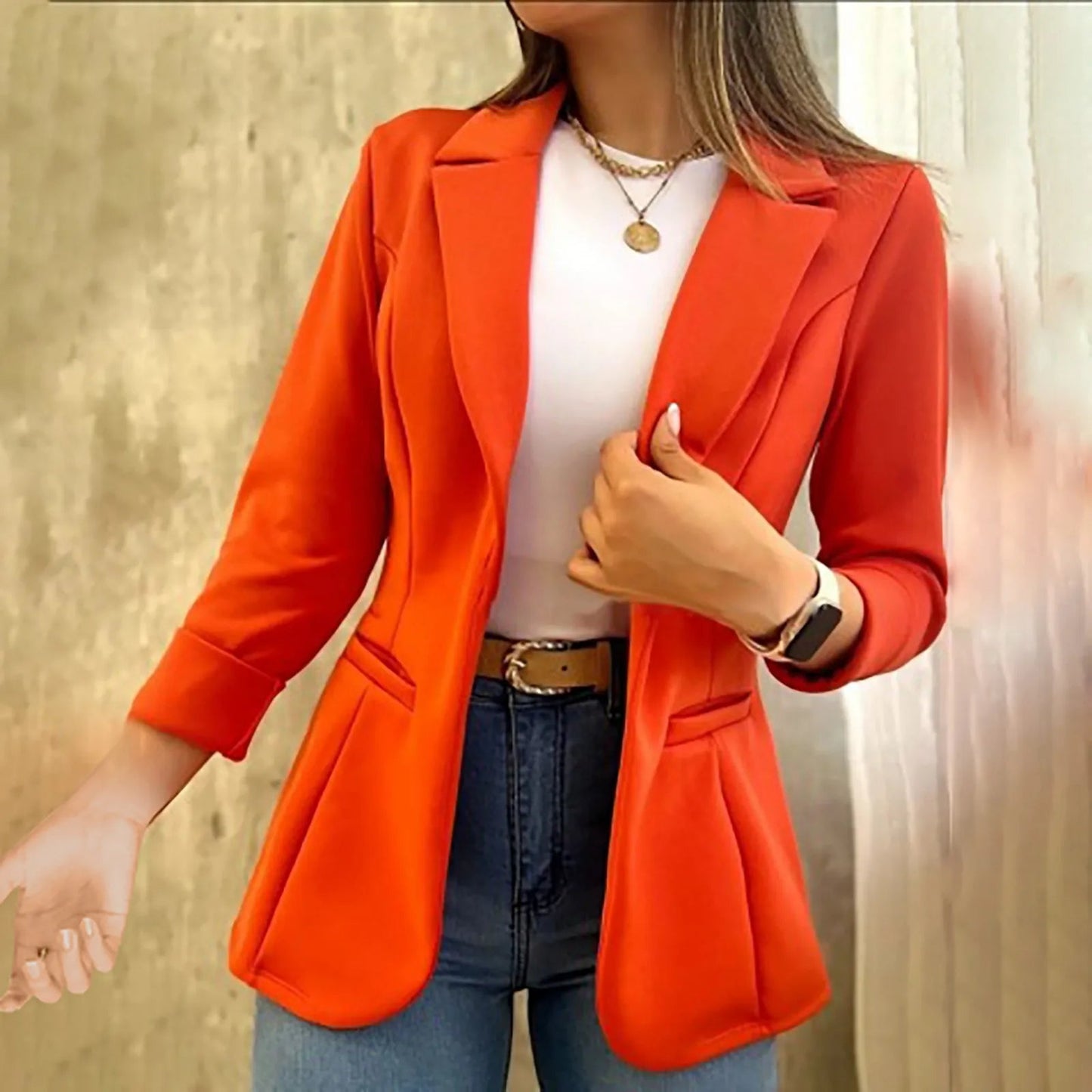 Women's Fitted Peplum Blazer Jacket - Fashinoza