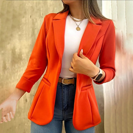 Women's Fitted Peplum Blazer Jacket - Fashinoza