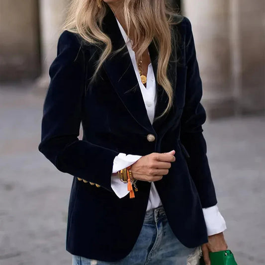 Women's Fitted Single Breasted Blazer - Fashinoza