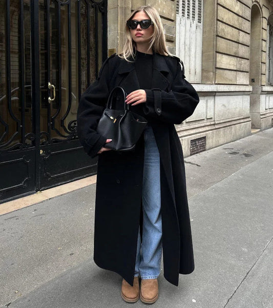 Women's Long Oversized Trench Coat - Fashinoza