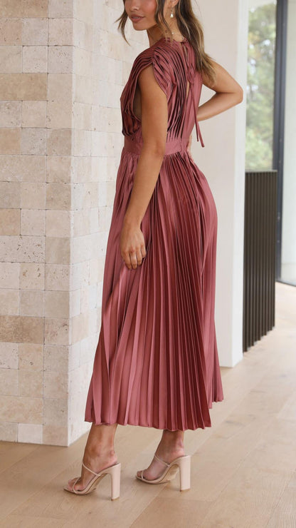 Women's V-Neck Midi Dress Fit And Flare