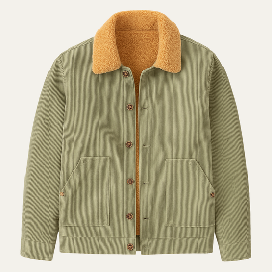 Men's Corduroy Sherpa Jacket Warm Winter - Fashinoza