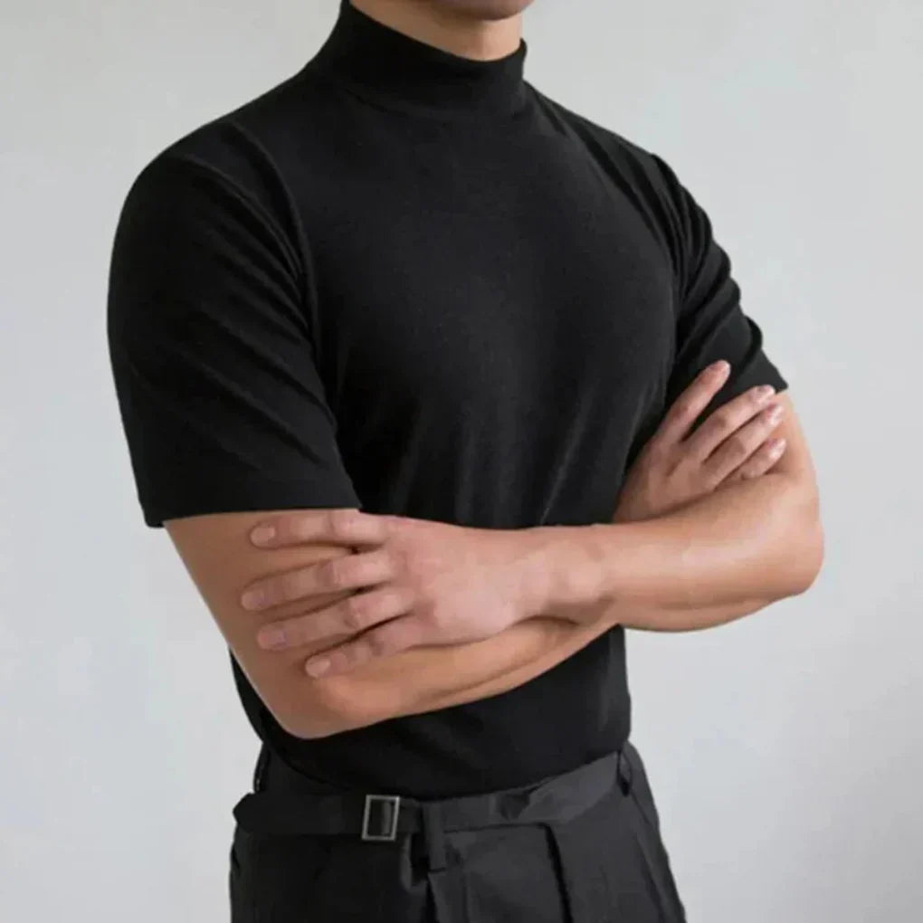 Men's High Collar Tee Shirt - Fashinoza