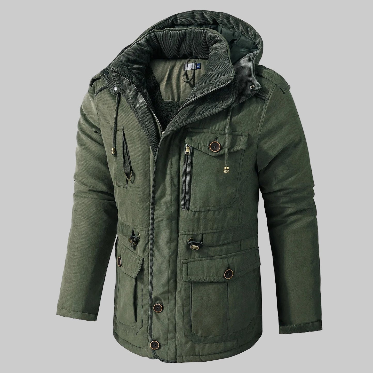 Men's Winter Parka Jacket Multi-Pocket Waterproof