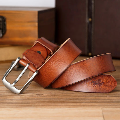 Men's Vintage Leather Belt Cowhide Brown
