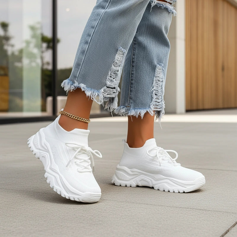 Women’s Chunky Knit Lace-Up Sneakers