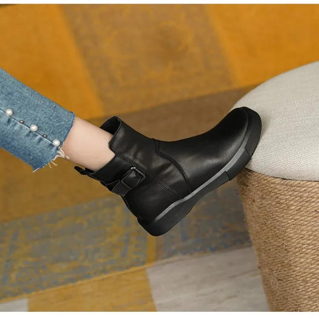 Women's Ankle Boots Retro Leather Brown