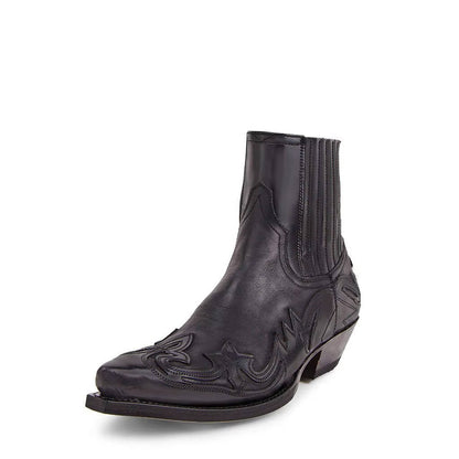 Western Cowboy Ankle Boots Embroidered Pointed Toe Leather Unisex Boots