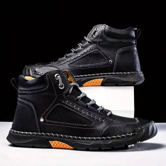 Leather Hiking Boots Mens Waterproof Orthopedic Arch Support Outdoor Ankle Boots